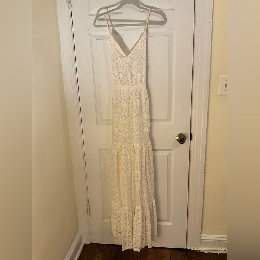 White lace maxi dress